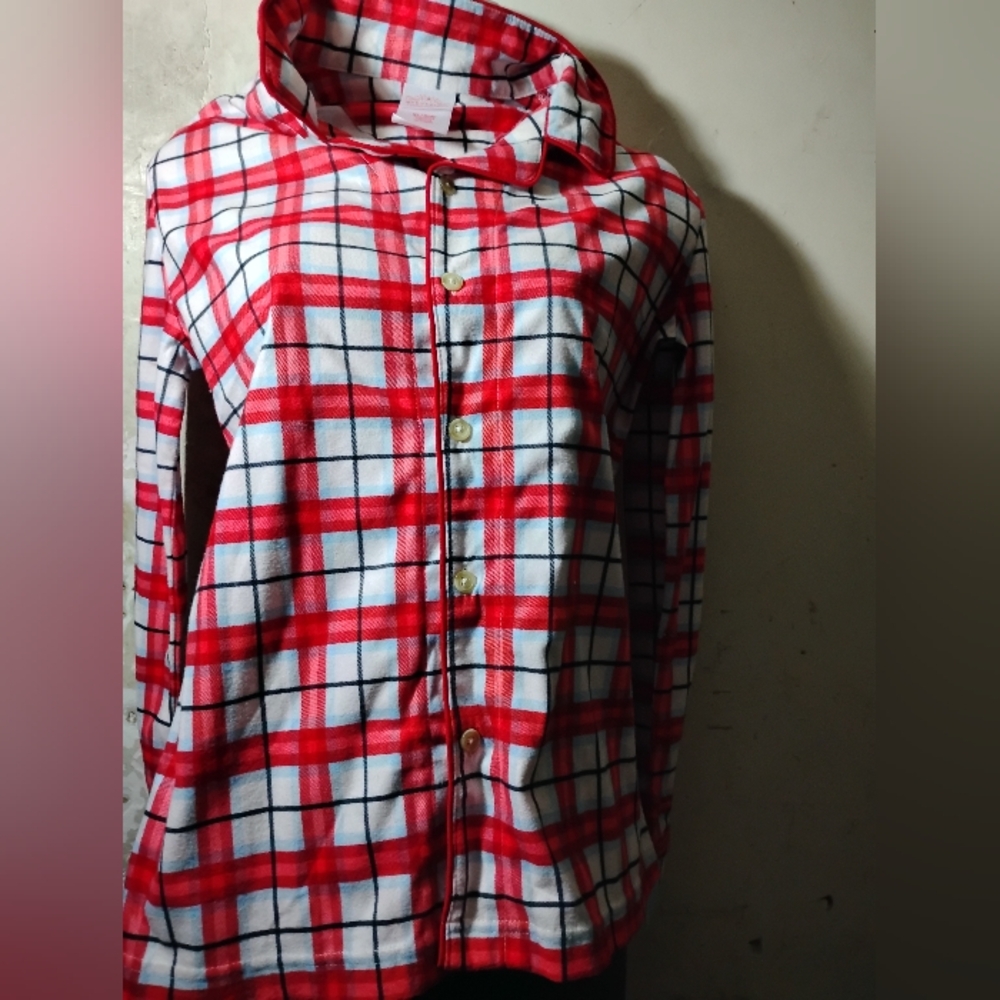 NWT Large Red and White Wondershop At Target Kids' Plaid Button-Up Sleepwear
